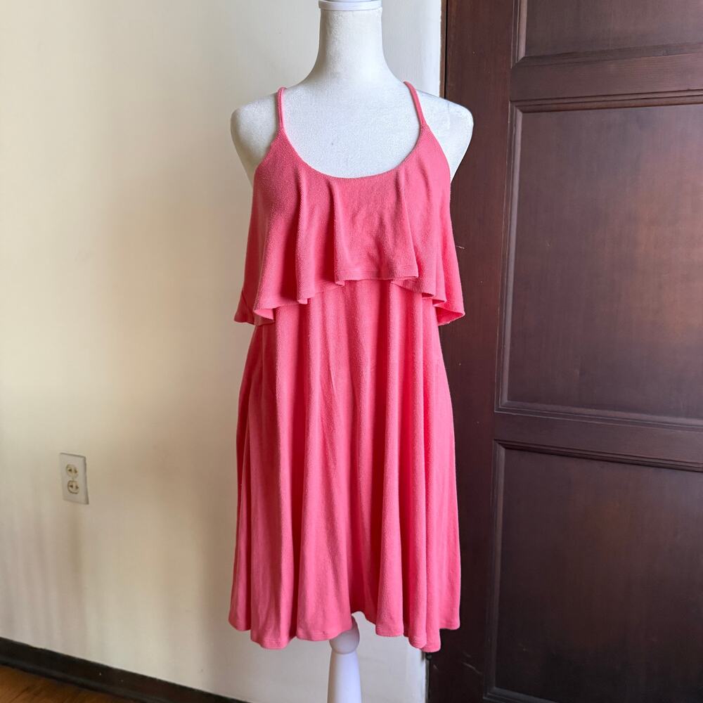 FREE PEOPLE | FP Beach PInk Ruffle Top Criss-Cross Back Strappy Sundress | Small